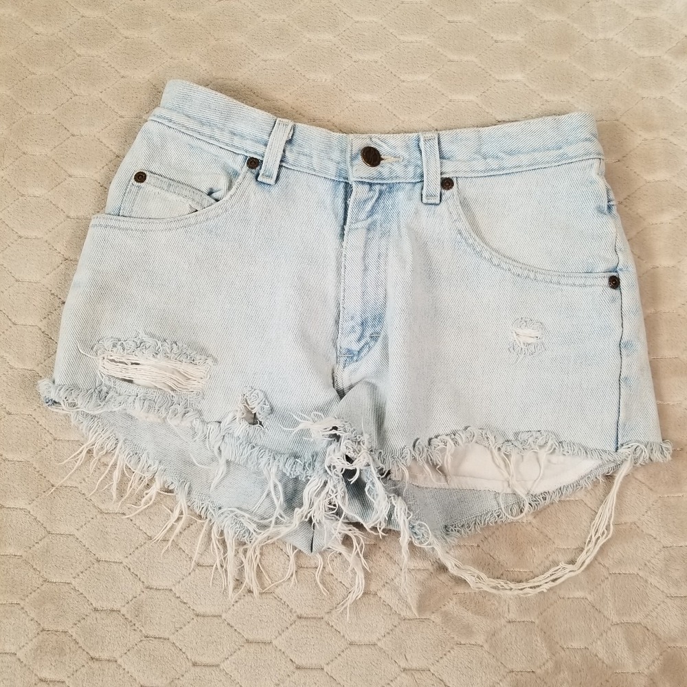 VTG‎ 90s Y2K Lee Rider Cut Off Jean Distressed Denim Shorts - Tag Sz 30 Fits 28